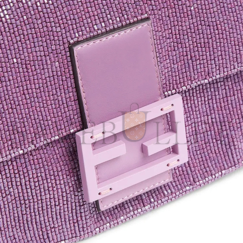 FENDI BEADED BAGUETTE PURPLE SHOULDER BAG 8BR600AM2LF1JCO (27*15*6m)